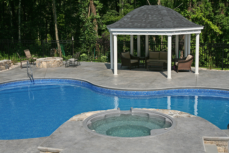 Swimming pool and stamped concrete project example 132
